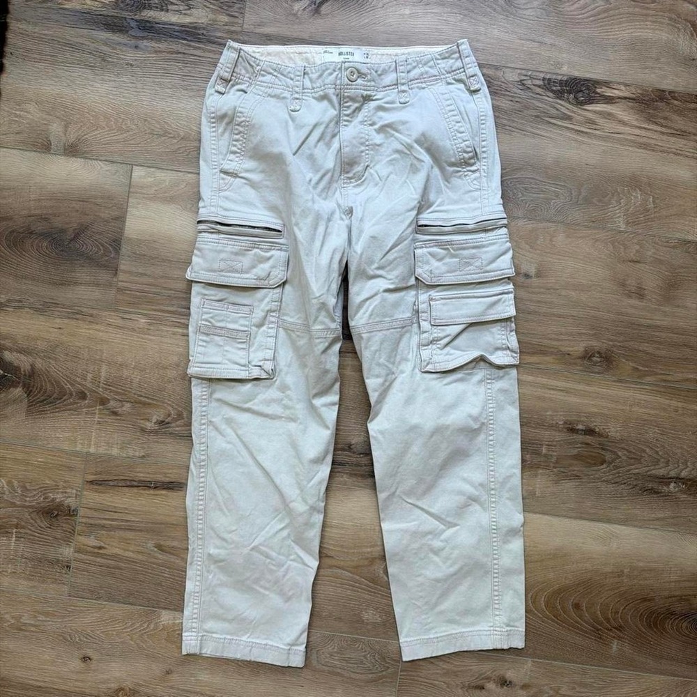 Hollister Loose Cargo Pants‎ Mens 31x30 Khaki Stone Utility Straight Leg Hiking